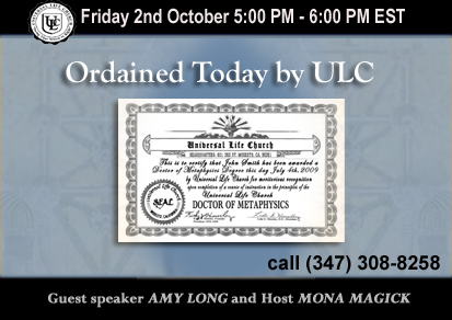 To be Ordained through the ULC